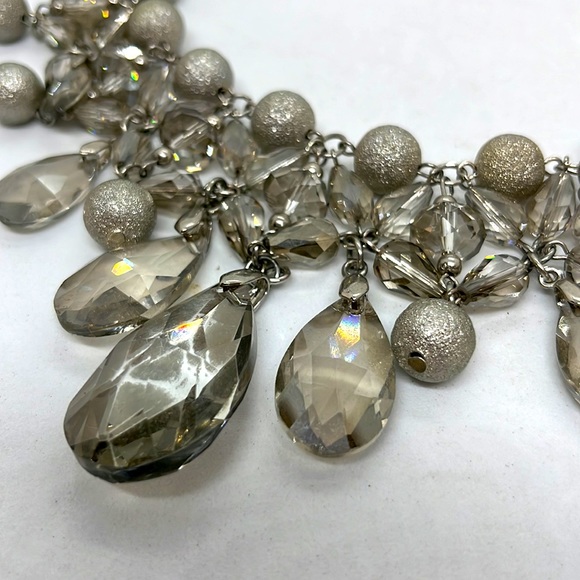 Silver Beaded Necklace with Adjustable Length - Picture 2 of 2